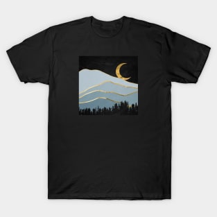 Gold landscape with moon #8 T-Shirt